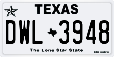 TX license plate DWL3948