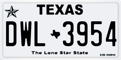 TX license plate DWL3954