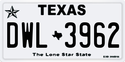 TX license plate DWL3962