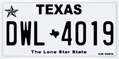 TX license plate DWL4019