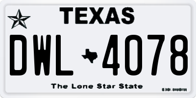TX license plate DWL4078