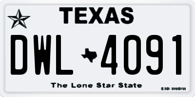 TX license plate DWL4091