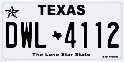 TX license plate DWL4112