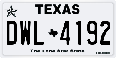 TX license plate DWL4192