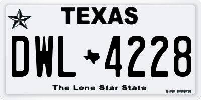 TX license plate DWL4228