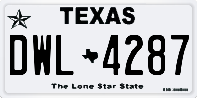 TX license plate DWL4287