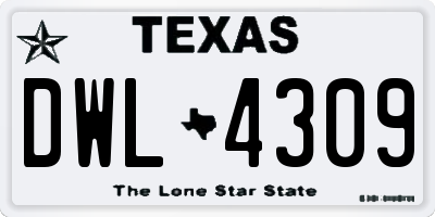 TX license plate DWL4309