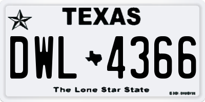TX license plate DWL4366