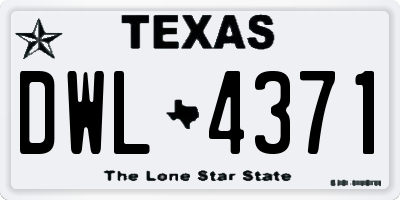 TX license plate DWL4371