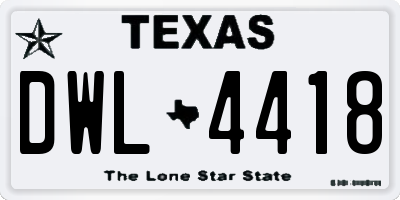 TX license plate DWL4418