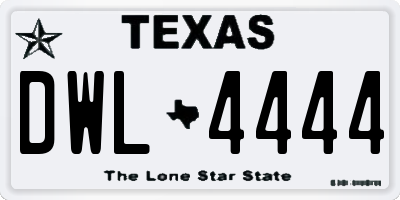 TX license plate DWL4444
