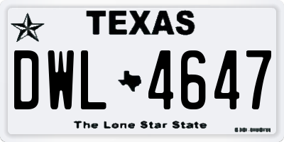 TX license plate DWL4647
