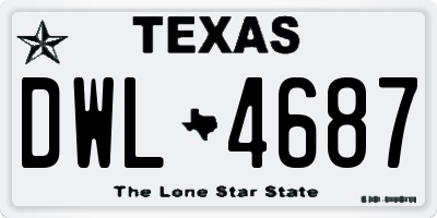 TX license plate DWL4687