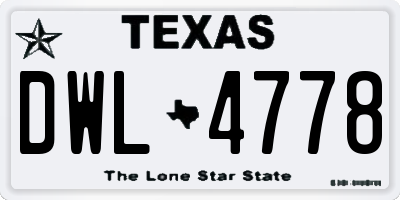 TX license plate DWL4778