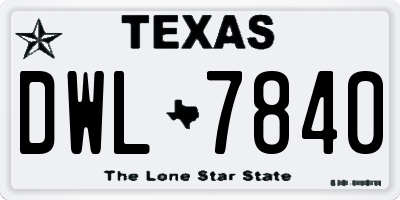 TX license plate DWL7840