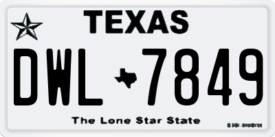 TX license plate DWL7849