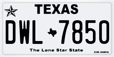 TX license plate DWL7850