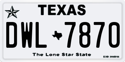 TX license plate DWL7870