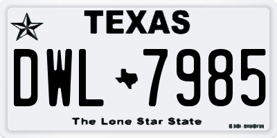 TX license plate DWL7985