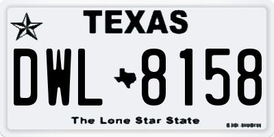 TX license plate DWL8158