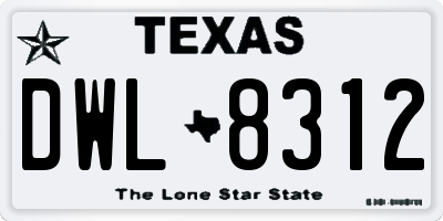 TX license plate DWL8312