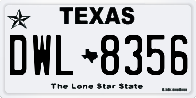TX license plate DWL8356