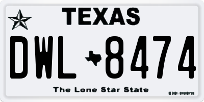 TX license plate DWL8474