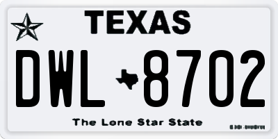 TX license plate DWL8702