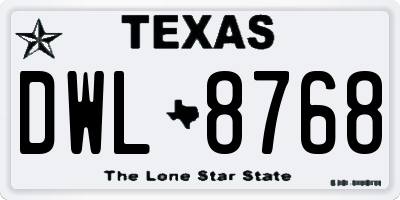 TX license plate DWL8768