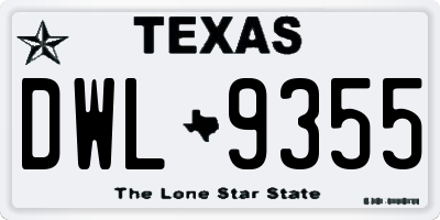 TX license plate DWL9355