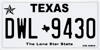 TX license plate DWL9430