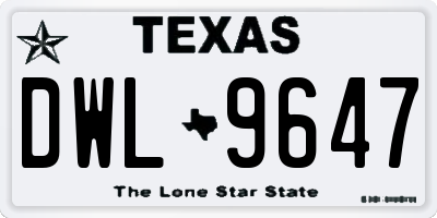 TX license plate DWL9647
