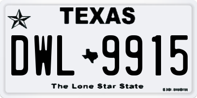 TX license plate DWL9915