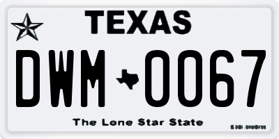 TX license plate DWM0067