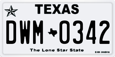 TX license plate DWM0342