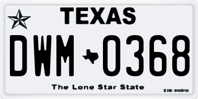 TX license plate DWM0368