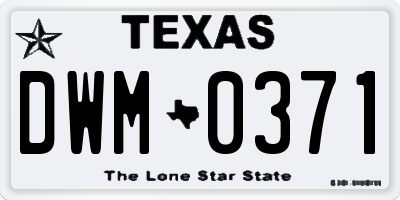 TX license plate DWM0371