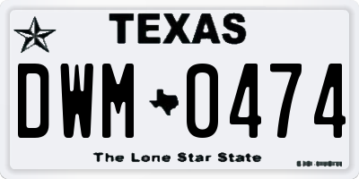 TX license plate DWM0474
