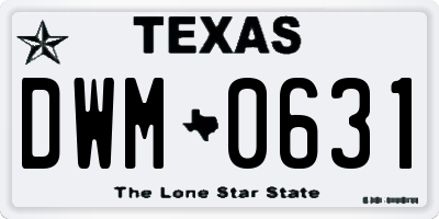 TX license plate DWM0631