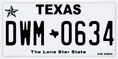 TX license plate DWM0634