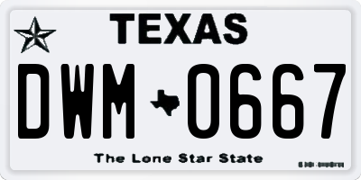 TX license plate DWM0667