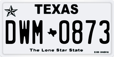TX license plate DWM0873