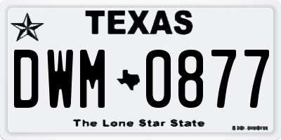 TX license plate DWM0877