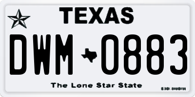 TX license plate DWM0883