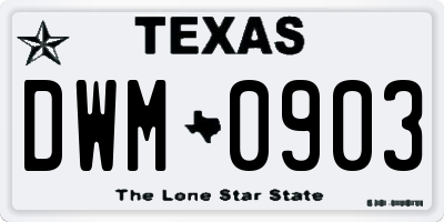 TX license plate DWM0903