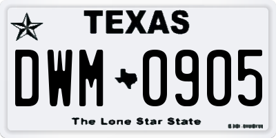 TX license plate DWM0905