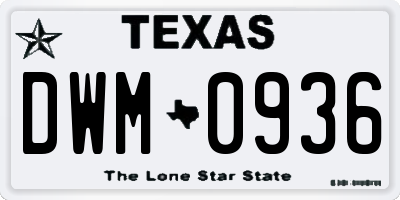 TX license plate DWM0936