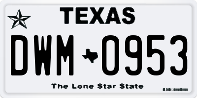 TX license plate DWM0953