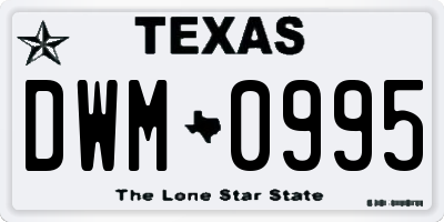 TX license plate DWM0995