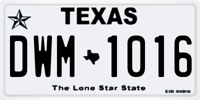 TX license plate DWM1016